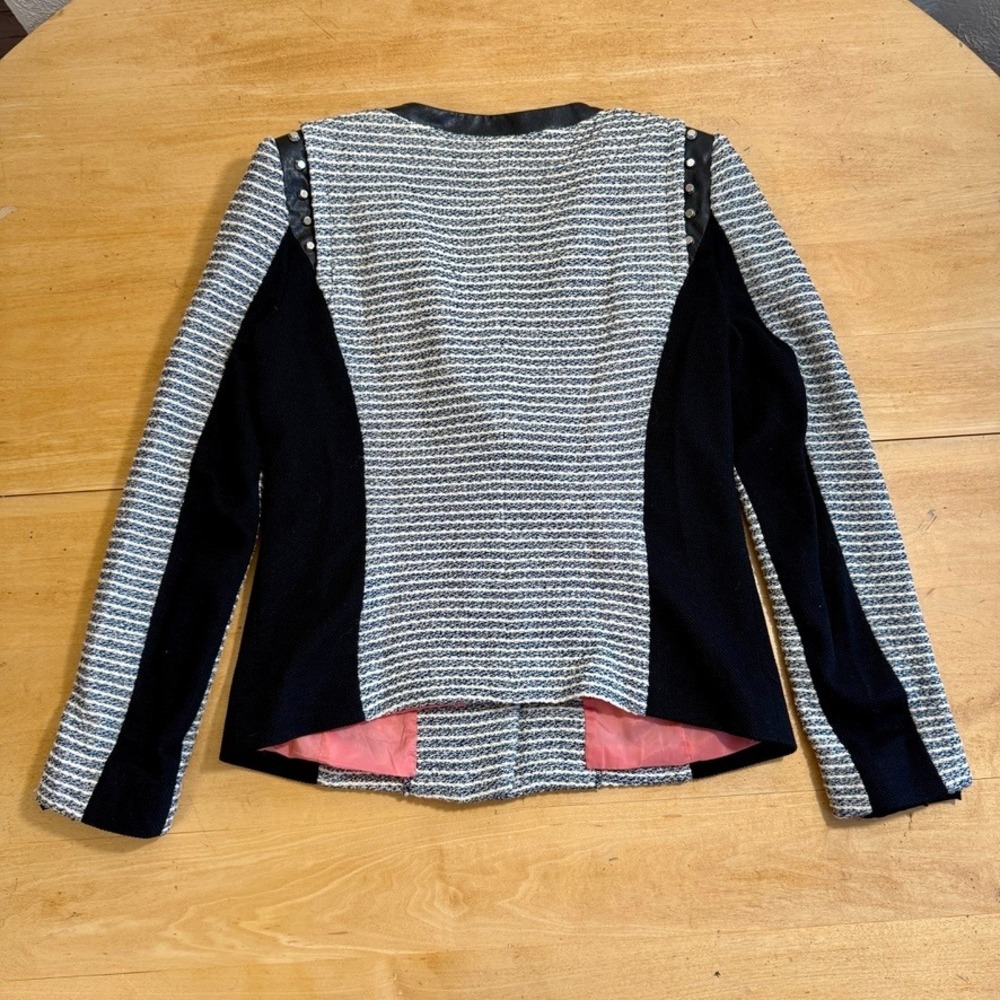 McGinn Andi Striped Studded Tweed Moto Blazer – Size Large – Style‎ ME1427J - Picture 2 of 12